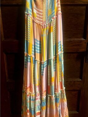 by anthropologie sleeveless square-neck layered plissé maxi dress Anthropologie | Dresses | Nwt Anthropologie Sleeveless Squareneck Layered  Pliss Maxi Dress L